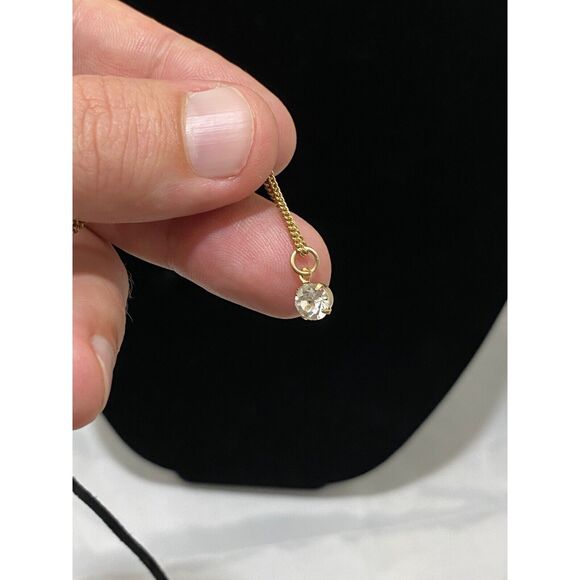 Pendant Necklace Chain and Rope Choker with Faux Stone Black and Gold Color 14" - Picture 8 of 9